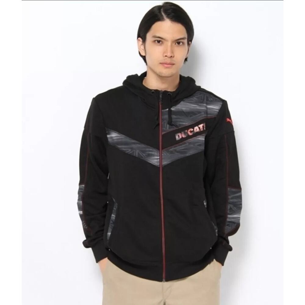 PUMA x DUCATI Full Zip Hoodie Biker Motorcycle Corse Jacket Fleece Sweatshirt